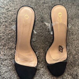 Elegant Black Heels with Transparent Strap